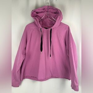 Calvin Klein Pink Cropped Hoodie Womens XXL CK Logo Fleece Sweatshirt